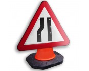 Road Narrows Nearside Cone Sign 750mm